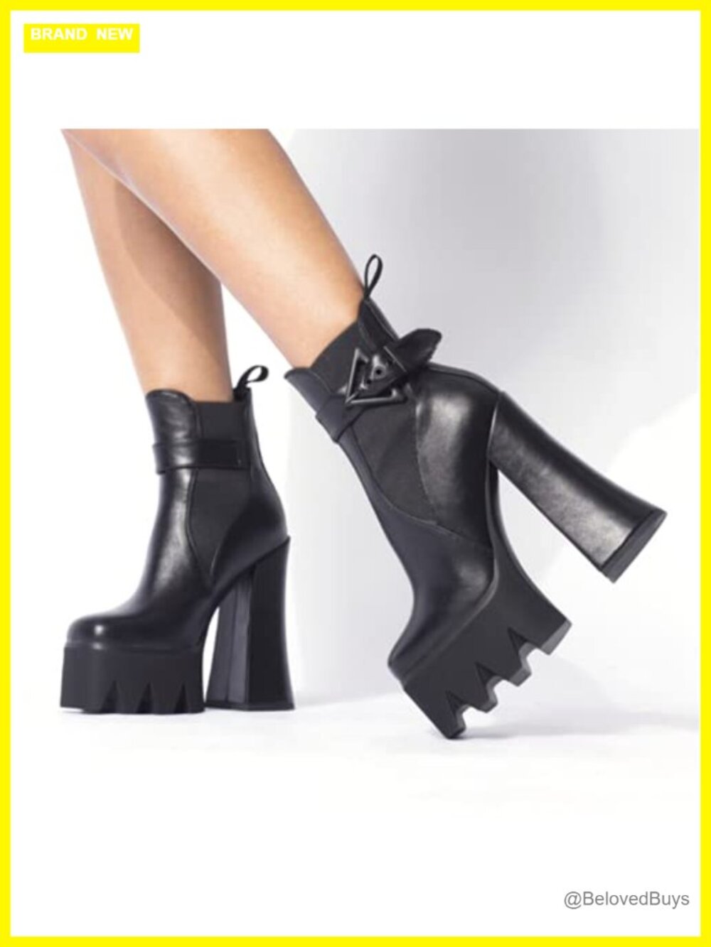 Faux Leather Square Toe Chunky Heel Platform Ankle Booties - Picture 3 of 7